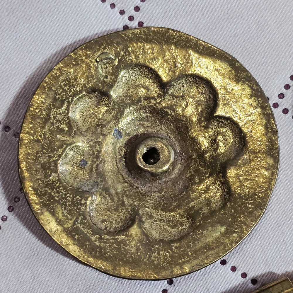 Vintage Brass Floral Rosette Curtain Tiebacks Pair 3.5